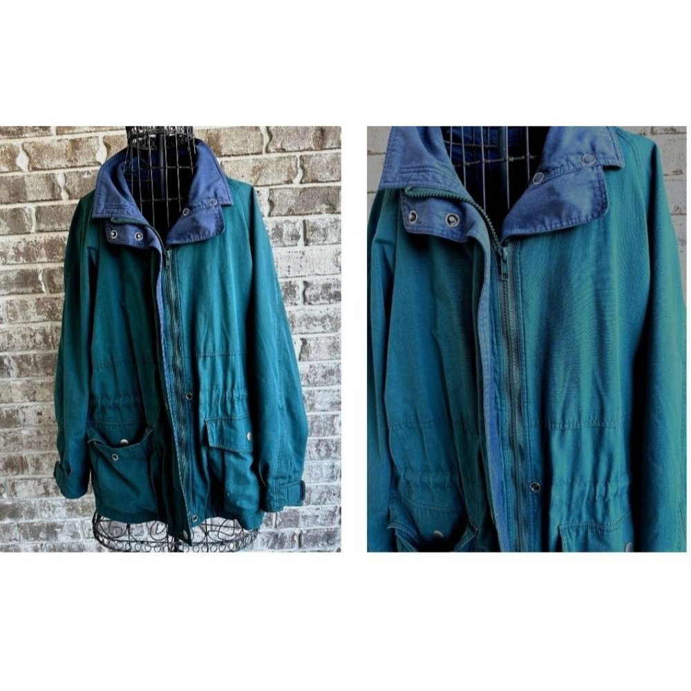 VTG 1990s Towne London Fog Jacket Windbreaker Green Unisex Medium Petite… - Picture 2 of 12